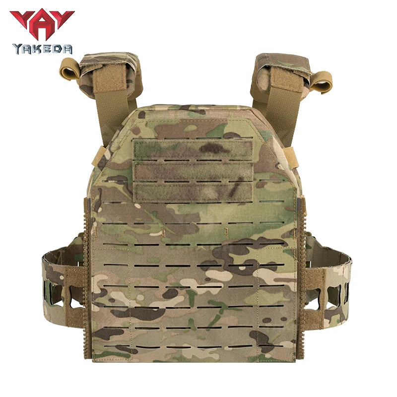 YAKEDA Plate Carrier Camo Tactical Vest CP Color Hunting Vest with Laser Cut Molle for Training and Personal Defense Equipment