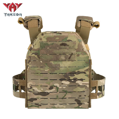 YAKEDA Plate Carrier Camo Tactical Vest CP Color Hunting Vest with Laser Cut Molle for Training and Personal Defense Equipment