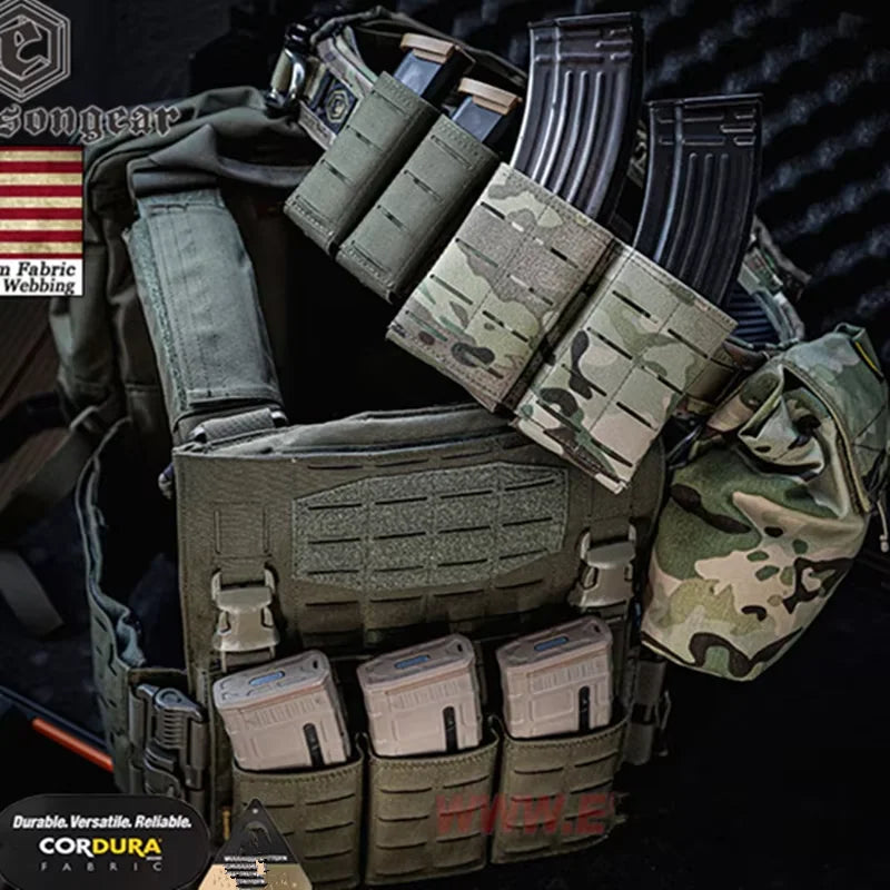 Emersongear LCS Rifle Magazine Pouch Triple FAST 9/ 5.56/7.62mm Open Quick Release Mag Nylon Holster  Accessories