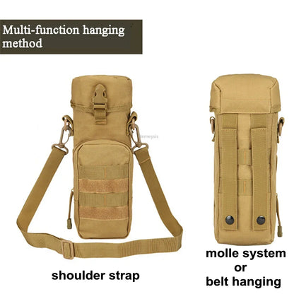 Tactical Molle Water Bottle Pouch Nylon Outdoor Sport Travel Kettle Bag with Shoulder Strap