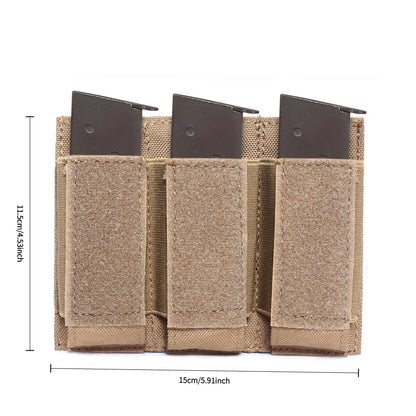 Double&Triple 9MM Magazine Pouch MOLLE Tactical Pistol Magazine Bag for Glock 1911 92 CZ Hunting Accessories Molle Storage Bag