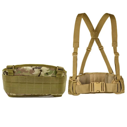 Tactical Molle Waist Belt Vest H-shaped Men Waist Girdle With Shoulder Strap Soft Padded Hunting Adjustable Belt Vest