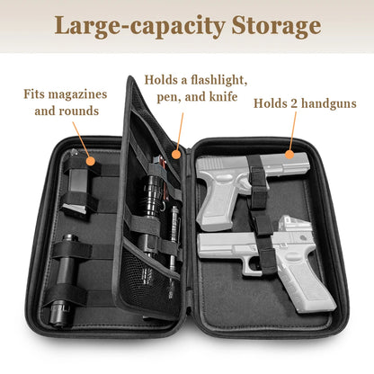 2 Pistol Case Tactical Gun Transport Bag Universal Handgun Storage Case Pistol Carry Pouch Hunting EDC Holder Hard EVA Range Bag