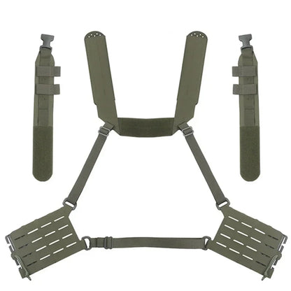Tactical ARC Chest Rig Kit MOLLE System Placard V3 Front Flap Mag Pouch Installed On Vest with Quick Release Clasp Mount