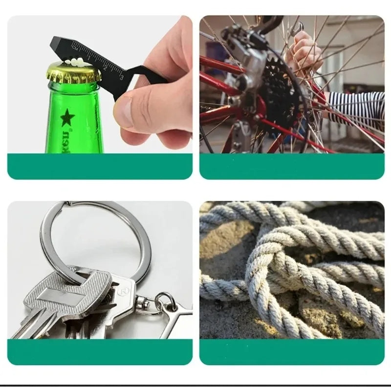 Multi-Tool Keychain EDC Multifunctional Hexagonal Pendant Wrench Keys Outdoor Survival Gear Bottle Opener for Hand Tools