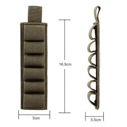 Tactical Hunting 6 Rounds Shell Holder Shotshell Insert Card Strip Hook Loop Adhesive Back For 12 Gauge