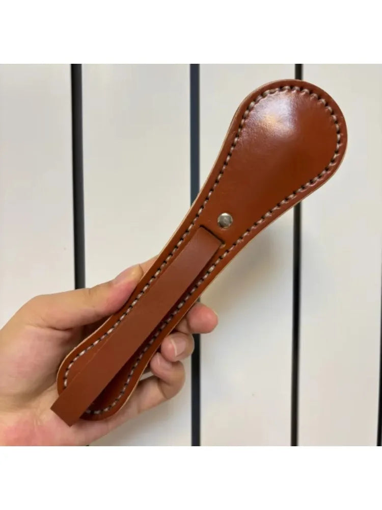 26cm Large Cowhide Leather Clapper Hand Sewn Fitness Exercise Slapper with Built-in Lead Block for Camping And Defence Training