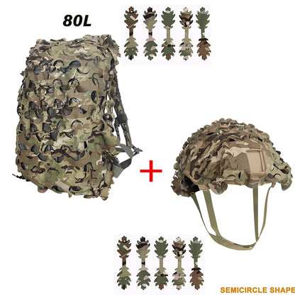 3D Camo Net Backpack Helmet Cover Kit Laser Cut Camouflage Mesh for Hunting Backpack Airsoft Tactical Helmet Hunting Accessories