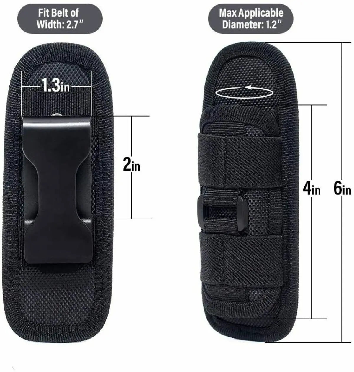 Nylon Tactical Flashlight Holder Molle Belt Holster Torch Case Pouch for Hunting Fishing Outdoor Sports