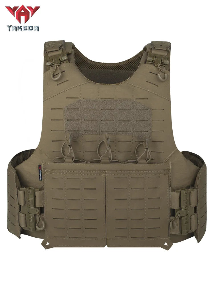 YAKEDA Quick Release Plate Carrier Tactical Vest Laser Cut PALS Hunting Protective Training Vest