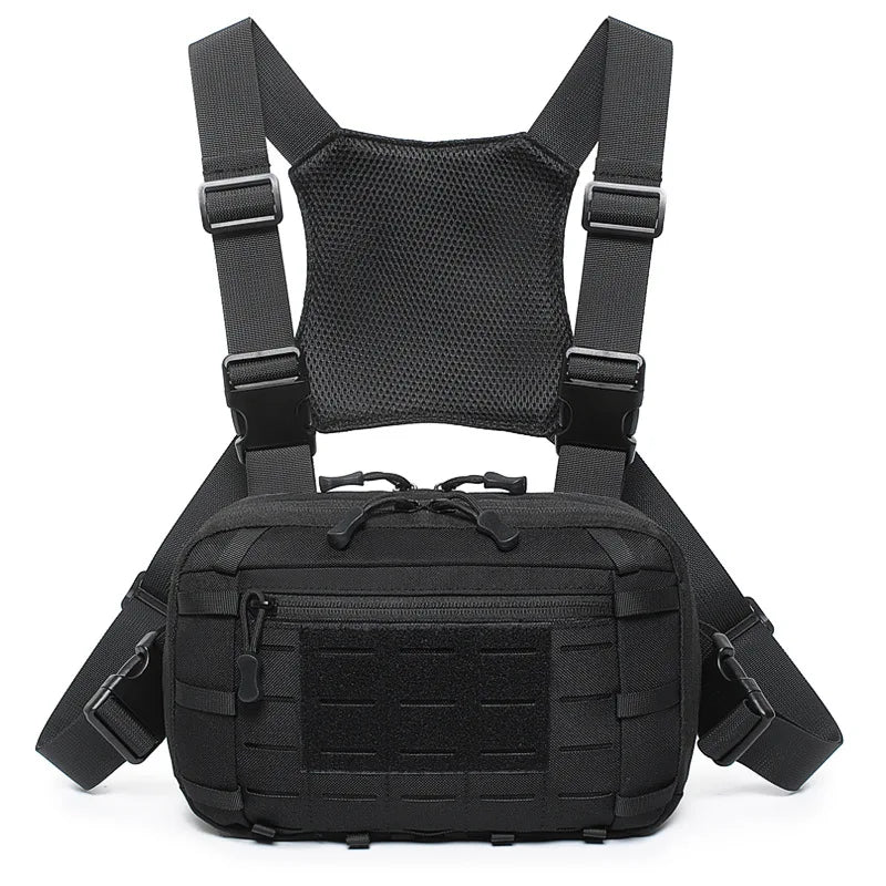 Tactical Chest Rig Bag with Gun Holster Hunting Chest Pack Quick Release Molle Admin Pouch Utility EDC Chest Pouch Pistol Bag