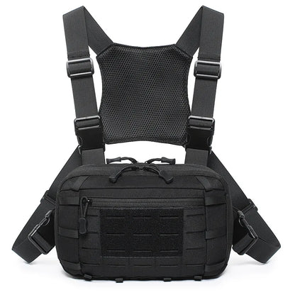Tactical Chest Rig Bag with Gun Holster Hunting Chest Pack Quick Release Molle Admin Pouch Utility EDC Chest Pouch Pistol Bag