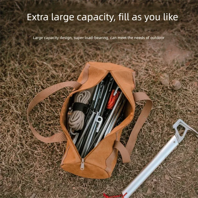 Camping Tools Storage Bag Large Capacity Cylinder Tent Stake Bag Lightweight Tent Peg Ground Nail Holder Bag for Outdoor Camping