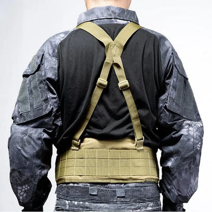 Tactical Molle Waist Belt Vest H-shaped Men Army Waist Girdle with Shoulder Strap Soft Padded Hunting Adjustable Belt Vest