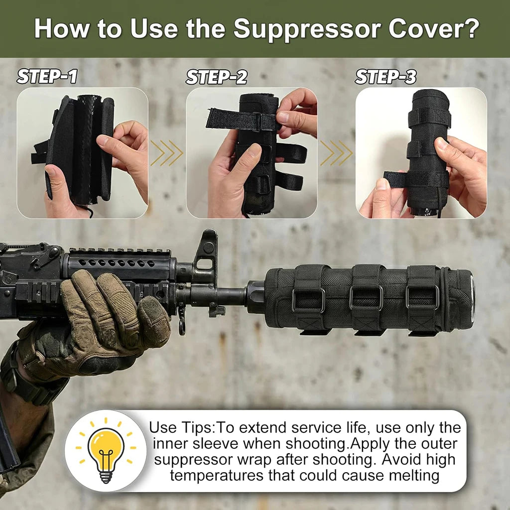 #1200℉ Heat Resistant Burnproof Airsoft Mufflers Wrap 5/6/7/9in Suppressor Cover for Hunting Gun Suppressors Protective Case