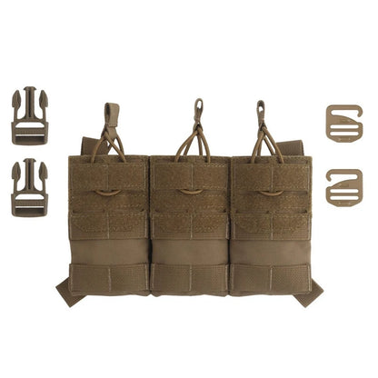 K Style Tactical Triple Magazine Pouch AR15 M4 5.56 Open-Top MAG3 Pouch for Hunting Airsoft Molle Vest Plate Carrier Front Panel