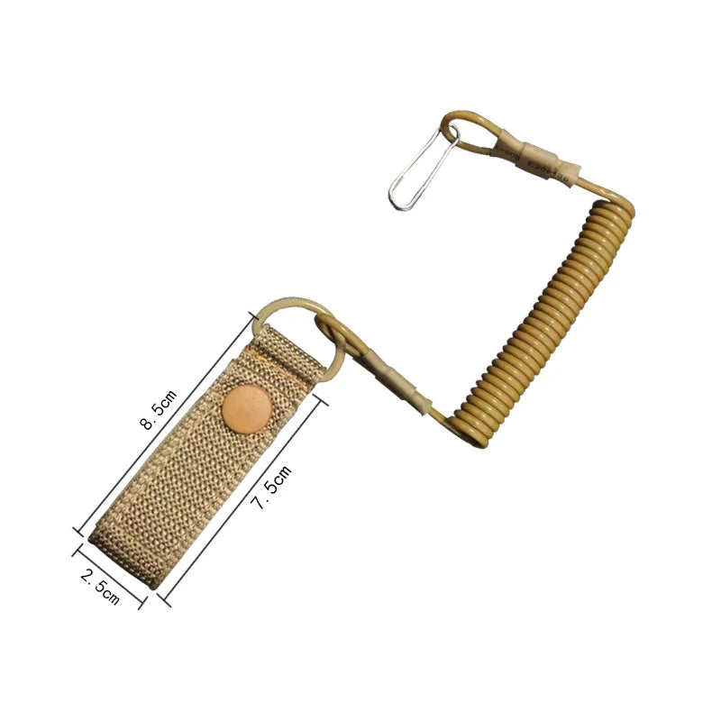 Tactical Anti-lost Elastic Lanyard Anti-theft Anti-cut Outdoor Spring Seat Belt Gun Rope Key Ring Flashlight Accessories