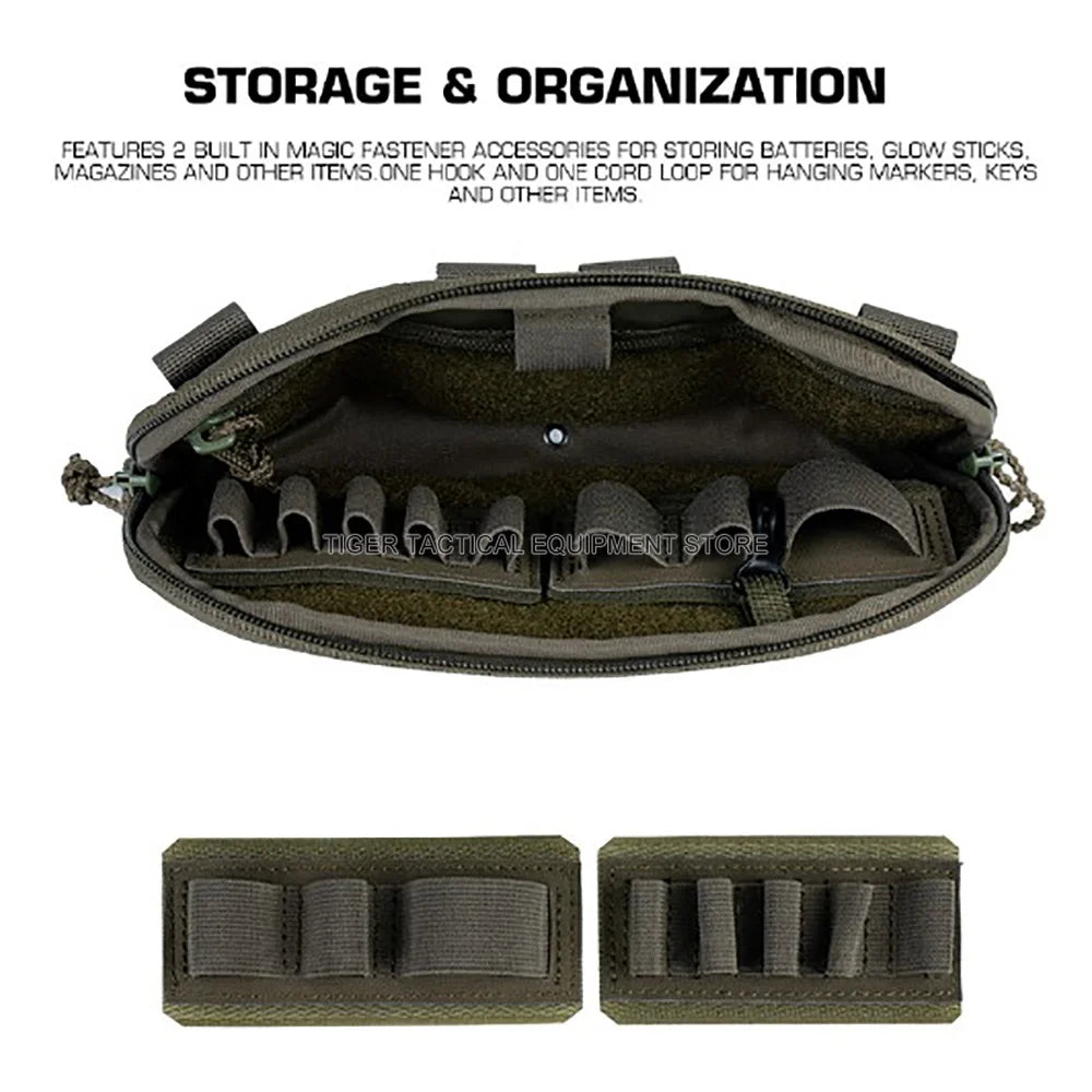 Wide Tactical Admin Pouch For Triple Magazine Pocket Storage Compact Bag Plate Carrier Hunting Airsoft Molle Front Placard Pouch