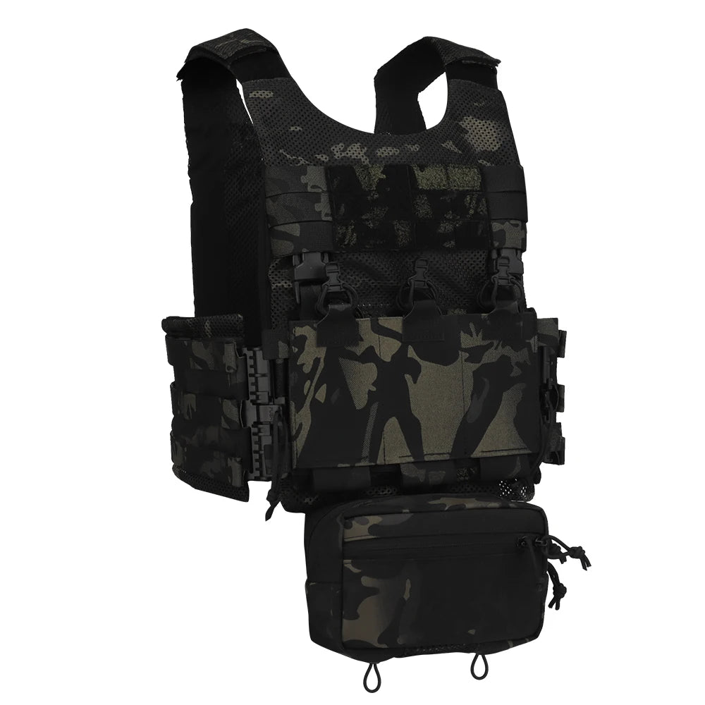 Wosport LV-119 Tactical Vest Maritime Version Triple Magazine Pouch Inner Storage Back Zipper Side Plate Pouches for Airsoft