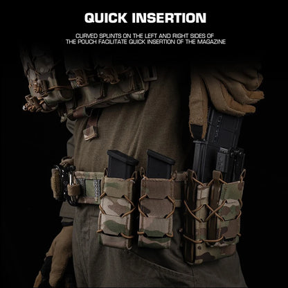 Hunting 5.56 7.62 Magazine Pouch Universal M4 AK AR15 Combination Double Mag Pouch for Airsoft Tactical Vest  Molle Waist Belt