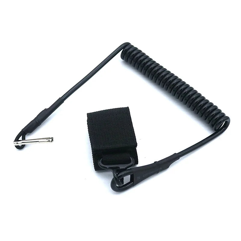 Tactical Anti-lost Elastic Lanyard Anti-theft Anti-cut Outdoor Spring Seat Belt Gun Rope Key Ring Flashlight Accessories