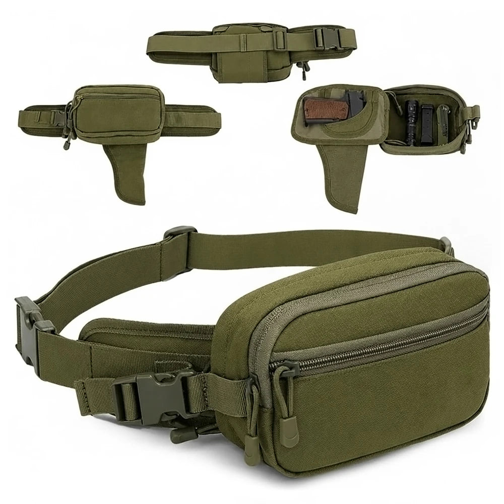Concealed Carry Pistol Gun Bag Anti-Theft Handgun Hip Bag Tactical Waist Fanny Pack EDC Tool Pouch for Hunting Hiking Travel