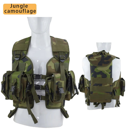 Tactical Molle Vest Men's Hunting Vest With Water Bottle Pocket Camo Airsoft Paintball Gear