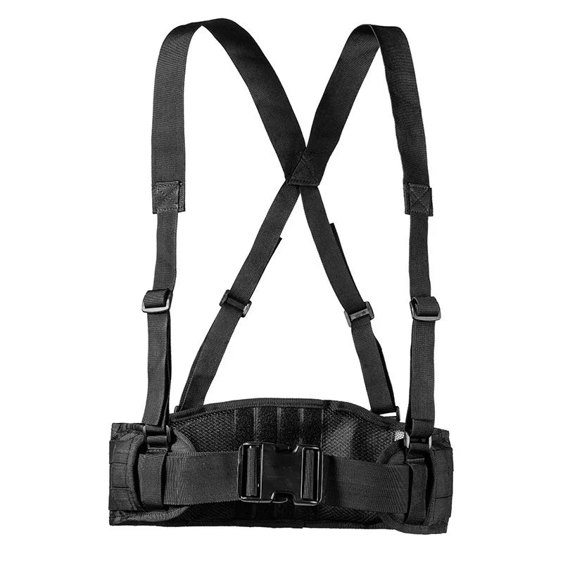 Tactical Molle Waist Belt Vest H-shaped Men Army Waist Girdle with Shoulder Strap Soft Padded Hunting Adjustable Belt Vest