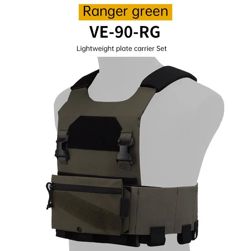 Tactical Combat Vest Lightweight Plate Carrier Tactical Molle Vest QASM Chest Buckle Outdoor Hunting Waist Seal Storage Bag