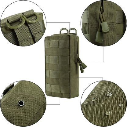 2 Pack Molle Pouches Tactical Compact Water-Resistant EDC Waist Bag Hunting Small Utility Pouch With Grimlock D-ring Buckle