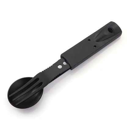 Outdoor Set Multi functional Camping Knives Camping Tableware Outdoor Wind Combination Stainless Steel with Whistle Spoon Fork