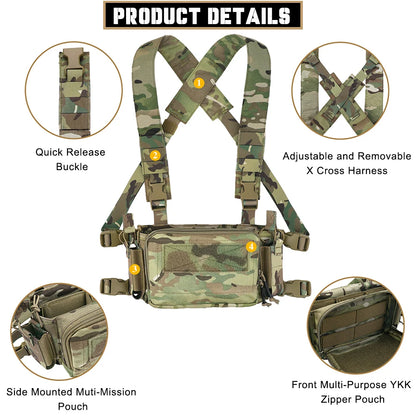 KRYDEX Expandable Flatpack D3 Backpack with Tactical D3CR Chest Rig Rifle AK M4 Magazine Pouch Hiking Hunting Bag Vest