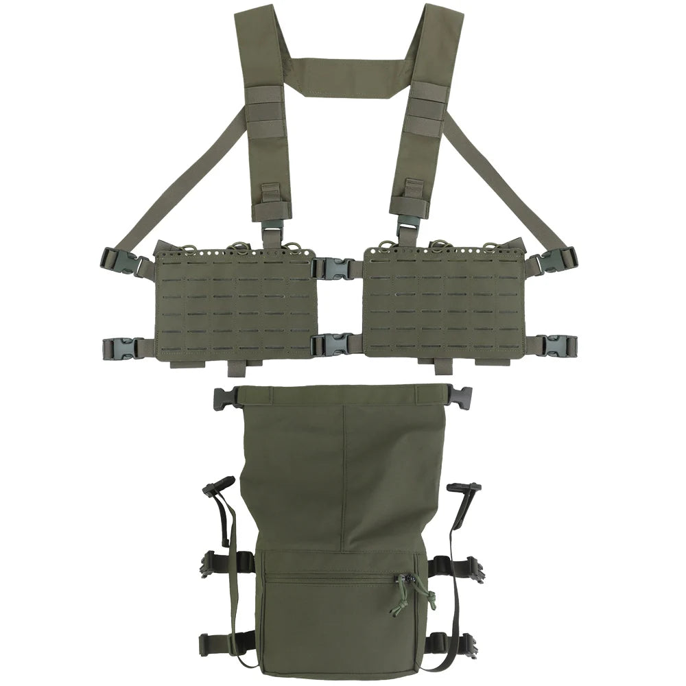 Tactical 34 Alpha Chest Rig SS Style MOLLE System Hunting Chest Vest Carrier (LBV) with Expansion Backpack Alpha Kit Utility Bag