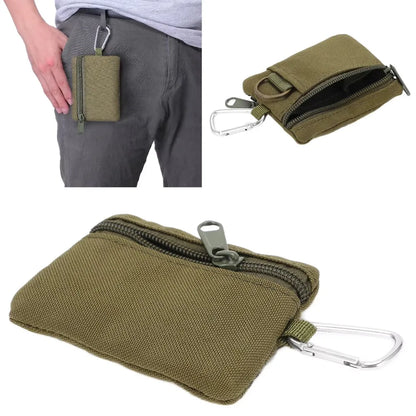1 PC Portable Outdoor Molle Pouch Outdoor Molle Pouch Wallet Mini Portable Key Card Case Pouch Bag Purse with Carabiner
