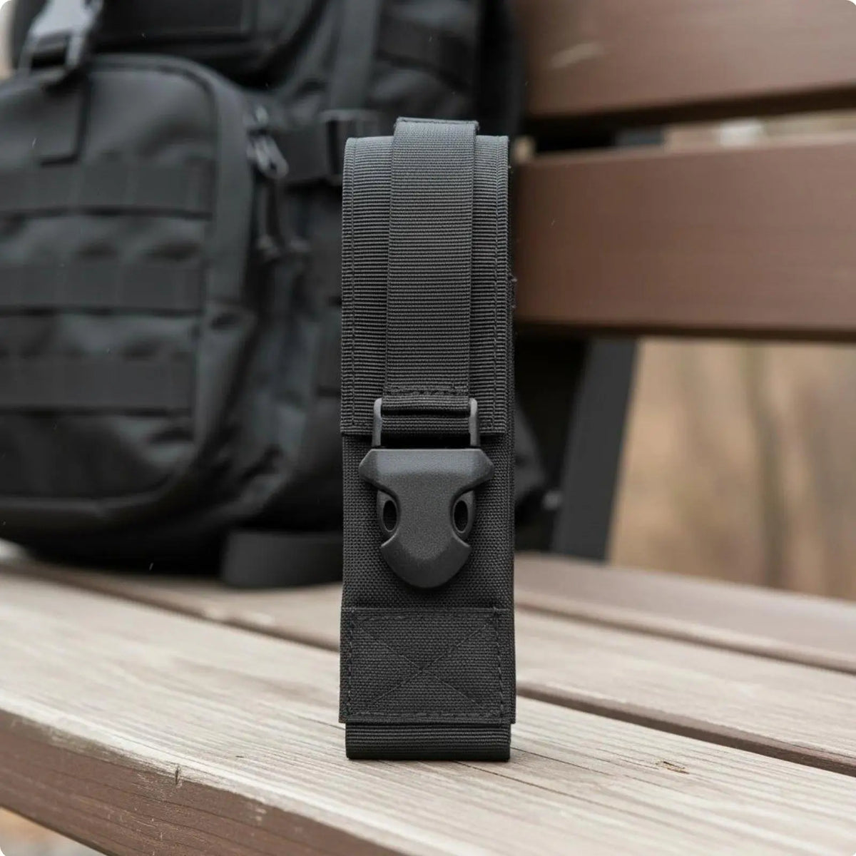 Heavy Duty Flashlight Pouch for Belt and Vest Utility Case with Secure Buckle for Outdoor Enthusiasts