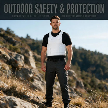 Outdoor hunting vest with white frame and adjustable nylon waistband