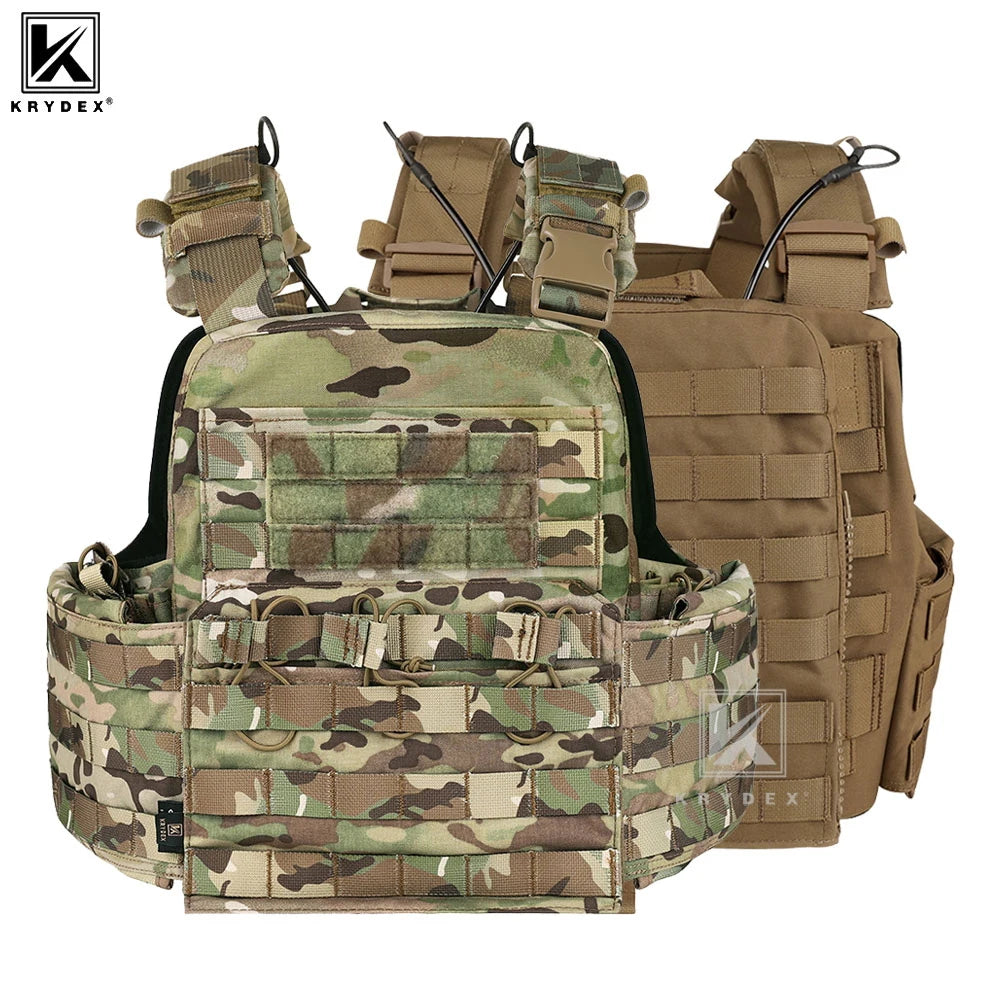 KRYDEX Tactical MOLLE CPC Plate Carrier Vest With Radio Side Pouch Mag Pouch Heavy Duty Body Armor Combat Airsoft Men Vest