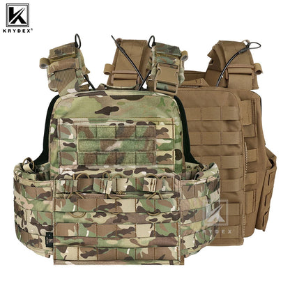 KRYDEX Tactical MOLLE CPC Plate Carrier Vest With Radio Side Pouch Mag Pouch Heavy Duty Body Armor Combat Airsoft Men Vest