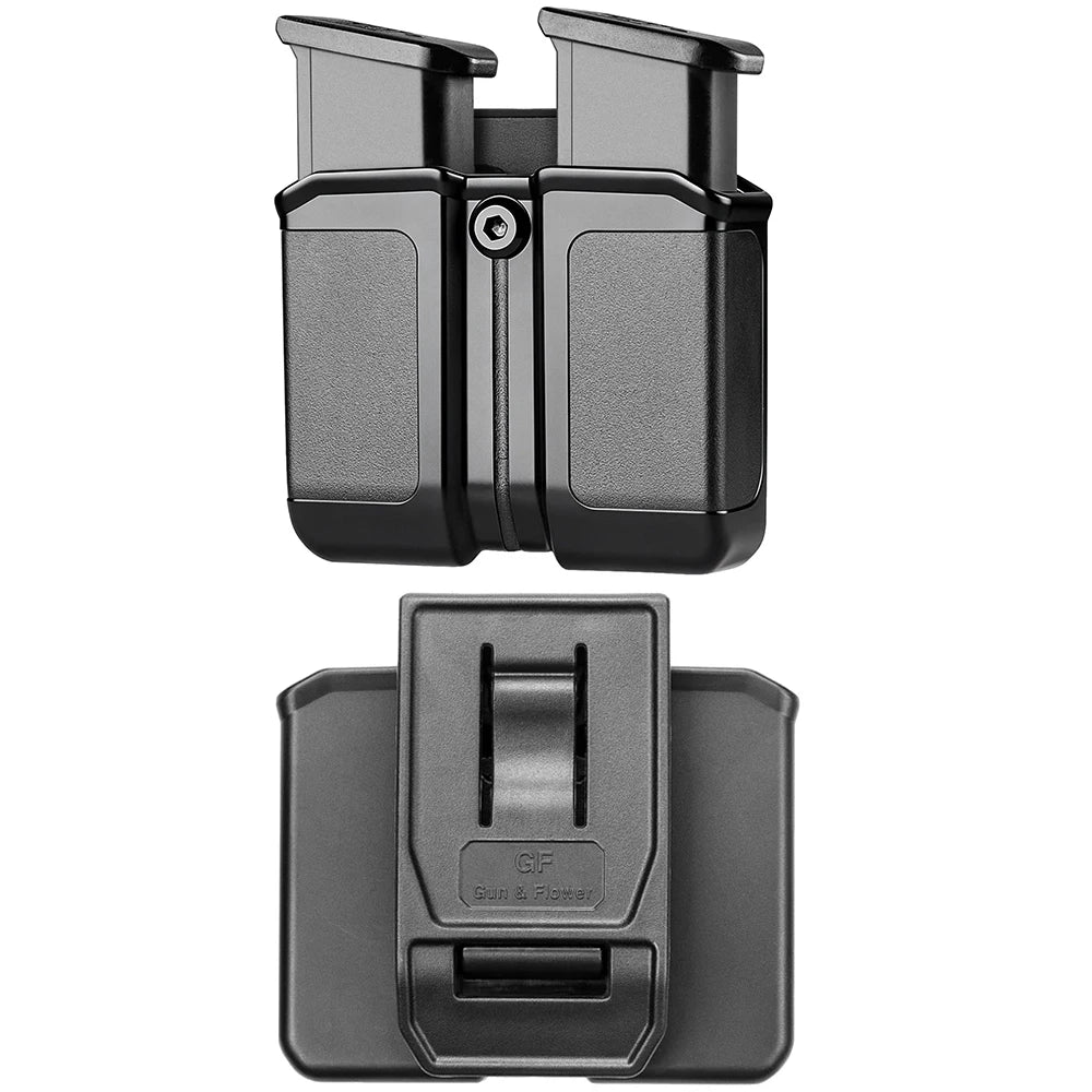 Gun&Flower OWB Universal Polymer Mag Holster Plastic Double Stack Magazine Holder Pouch fit 9mm & 0.4 Caliber