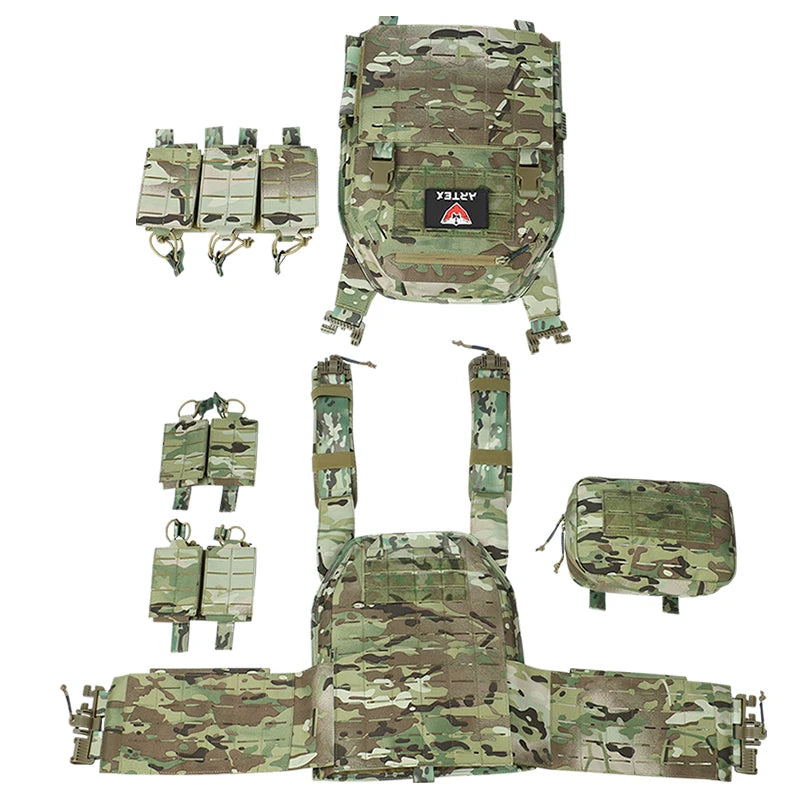 Tactical Vest Paintball Plate Holder 1000D Fabric Quick Releaseable Plate Carrier Laser Cut Platewith Triple Magazine Pouch ﻿