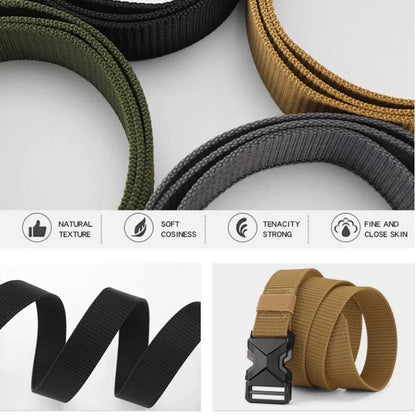 New 1pc The New Men's 125cm Buckle Belt Nylon Braided Lightweight Breathable Daily Commuter Men's Belt