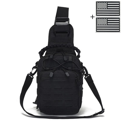 Laser MOLLE EDC outdoor hunting bag can be carried on one shoulder or diagonally, with a woven handle and a shoulder strap