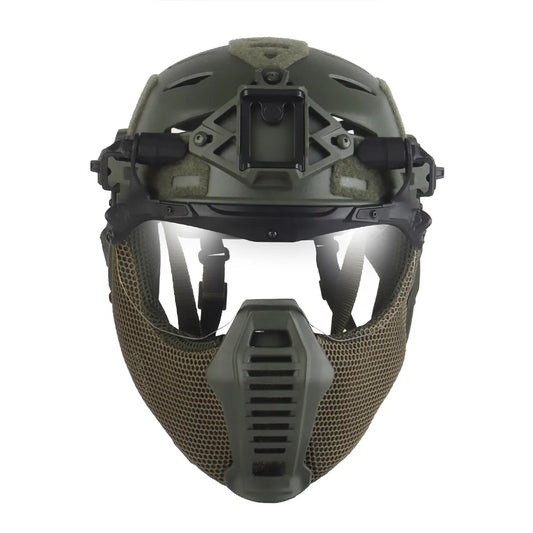 Tactical Full Protective Helmet Hunting Airsoft Paintball 3.0 Wendy Helmet with Flip Goggles Ear Cover Mask Training Gear