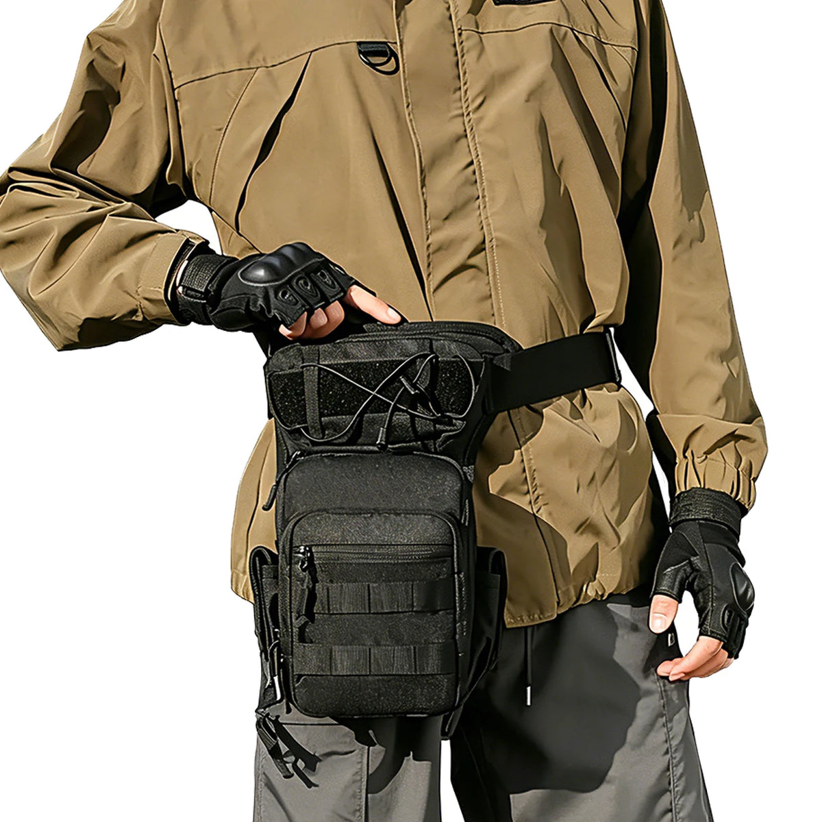Hunting Leg Bag Molle Adjustable Waist Leg Bag Durable Fabric Cycling Hiking Outdoor Hunting Men's Practical Hip Bag