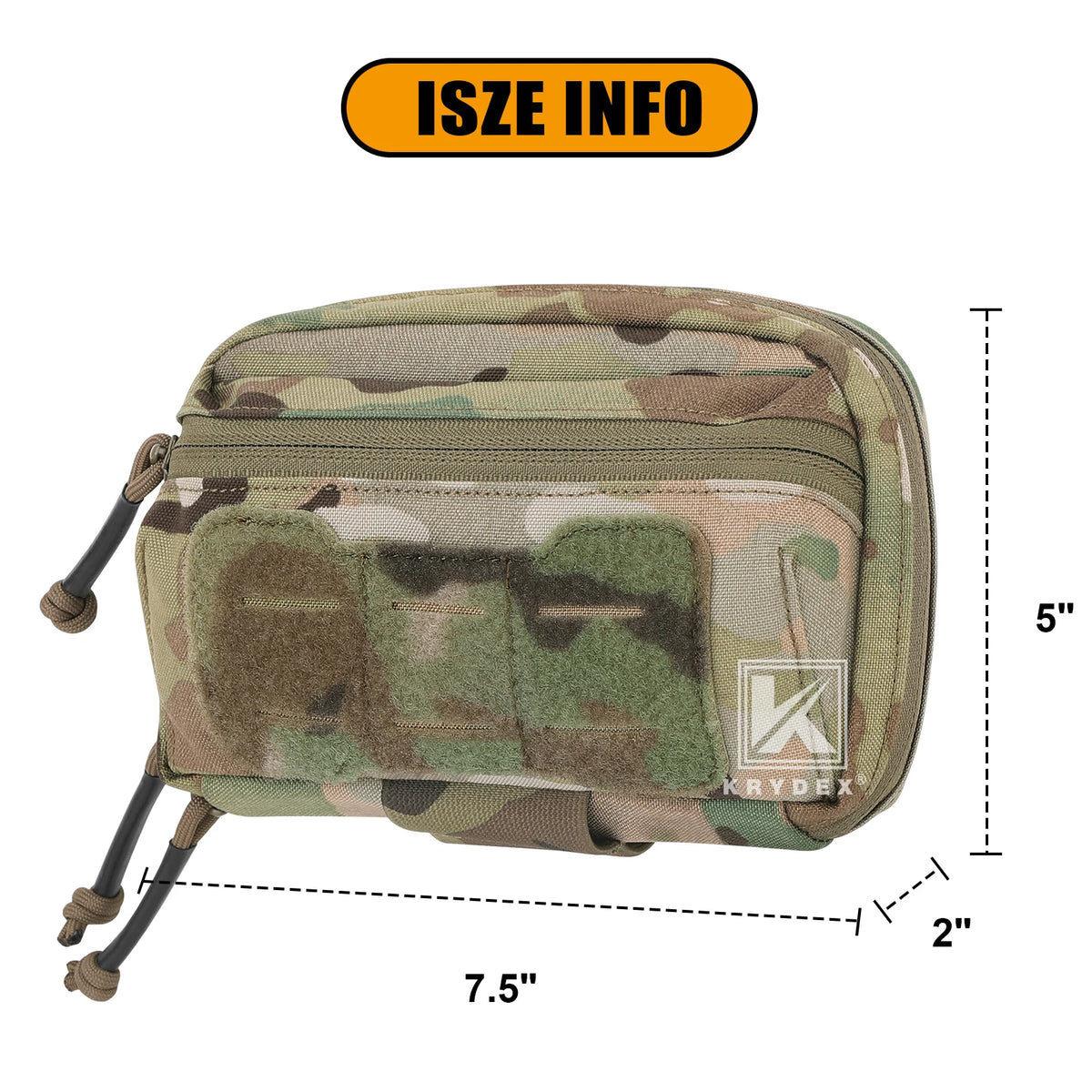 KRYDEX Tactical Admin Pouch MOLLE Utility Pouch Front Pocket with Chemlight Holder for Vest and Chest Rig Hunting Outdoor Bag