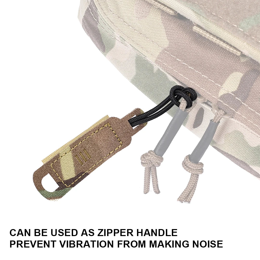 Tactical Zipper Pulls Hook and Loop Backpack Tab Handle Cord Molle 500D Nylon Laser Cut Hunting Bag Accessories