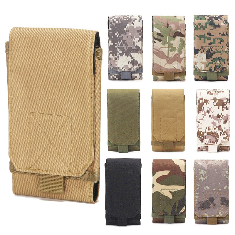 6 Inch Tactical Camo Cell Phone Pouch Molle Universal Running Phone Bag Hunting Outdoor Camping EDC Waist Bag Mobile Phone Bag
