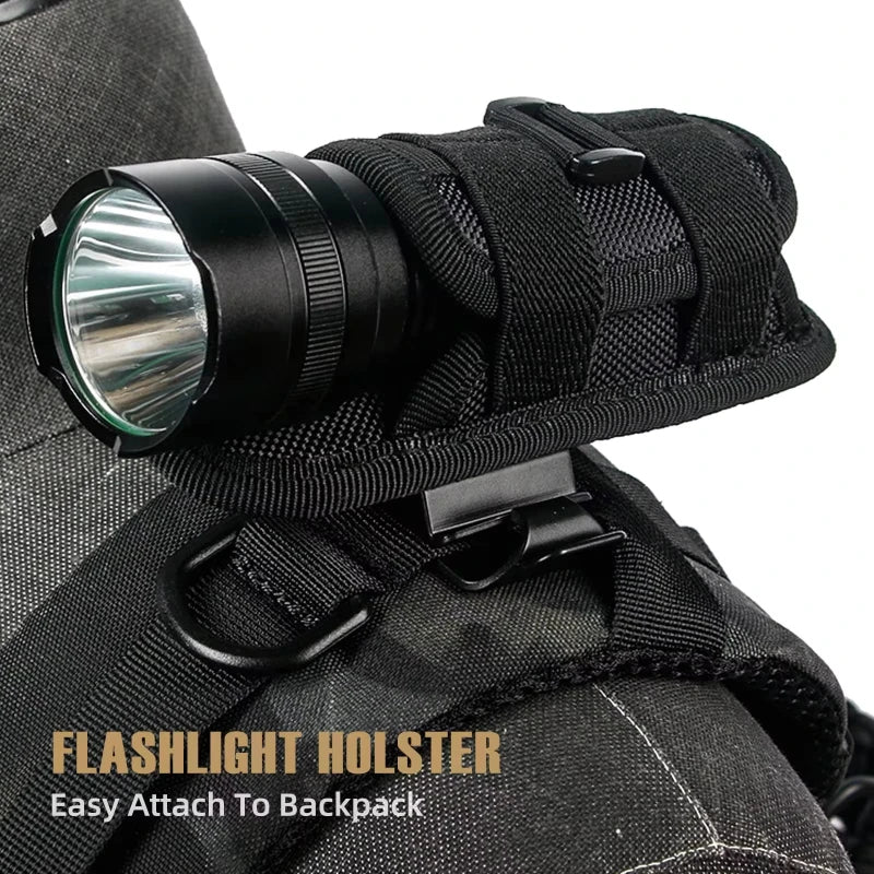 Tactical Flashlight Pouch Belt Torch Bag Durable Hunting Lighting Accessory Outdoor Survival Kits Case With 360 Degree Carabiner