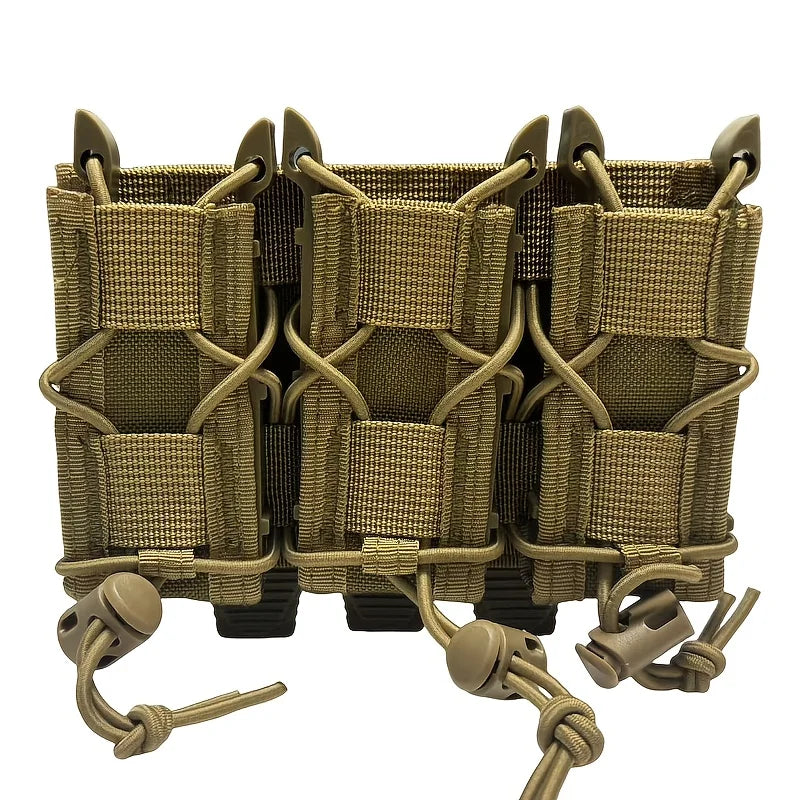 Three-Pipe Pistol Magazine Waist Holster - Durable ammunition bag with a 3-slot quick-access design and drawstring closure