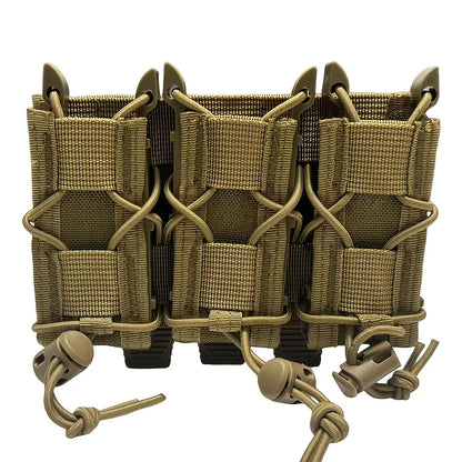 Three-Pipe Pistol Magazine Waist Holster - Durable ammunition bag with a 3-slot quick-access design and drawstring closure